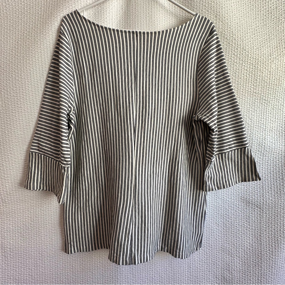 Talbots Black White Striped 3/4 Sleeve Cotton Top Plus Size 1X Casual Classic - Picture 3 of 9